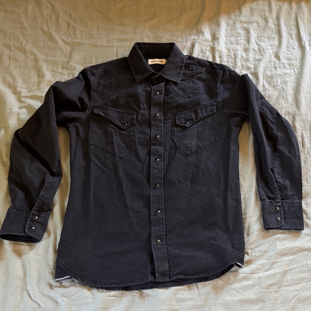 Taylor Stitch Selvage Black cotton Western Button-Up Shirt size 36